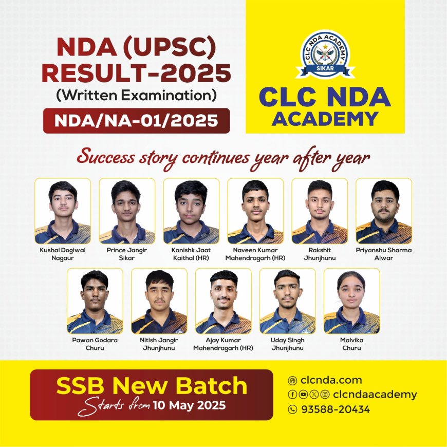 CLC NDA Academy ने लहराया परचम...NDA-01 Result (2025)